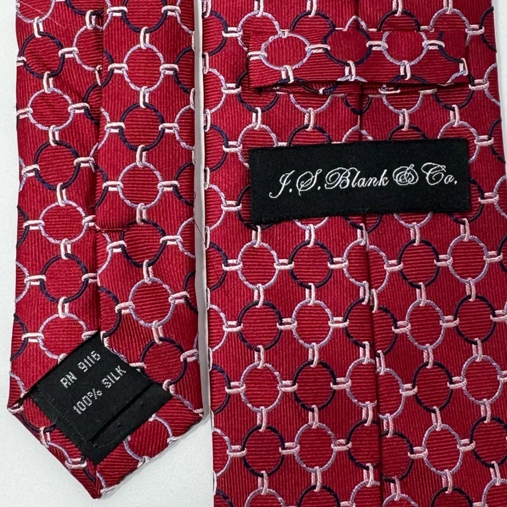 JS Blank & Co Neck Tie, silk. circle, chain, geometric, abstract, preppy, skinny